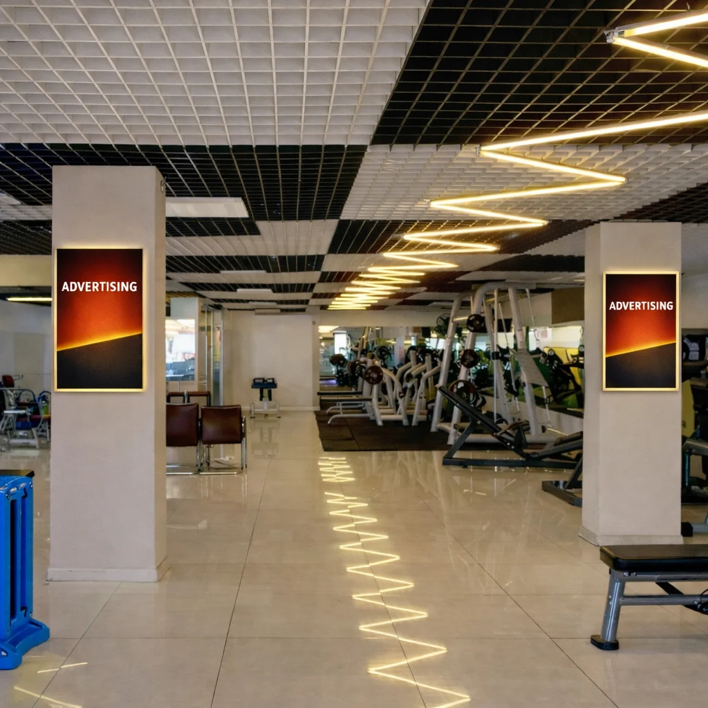 Quảng cáo tại gym & fitness — Phối cảnh nhận diện tại lối vào câu lạc bộ