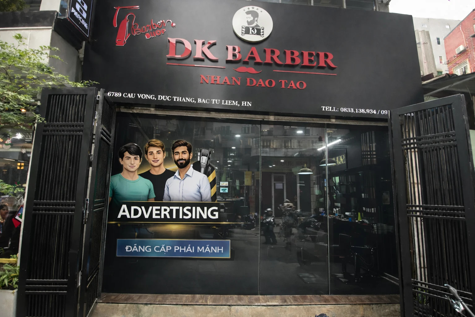 Quảng cáo tại barber shop — Phối cảnh quảng cáo tại mặt tiền barber shop