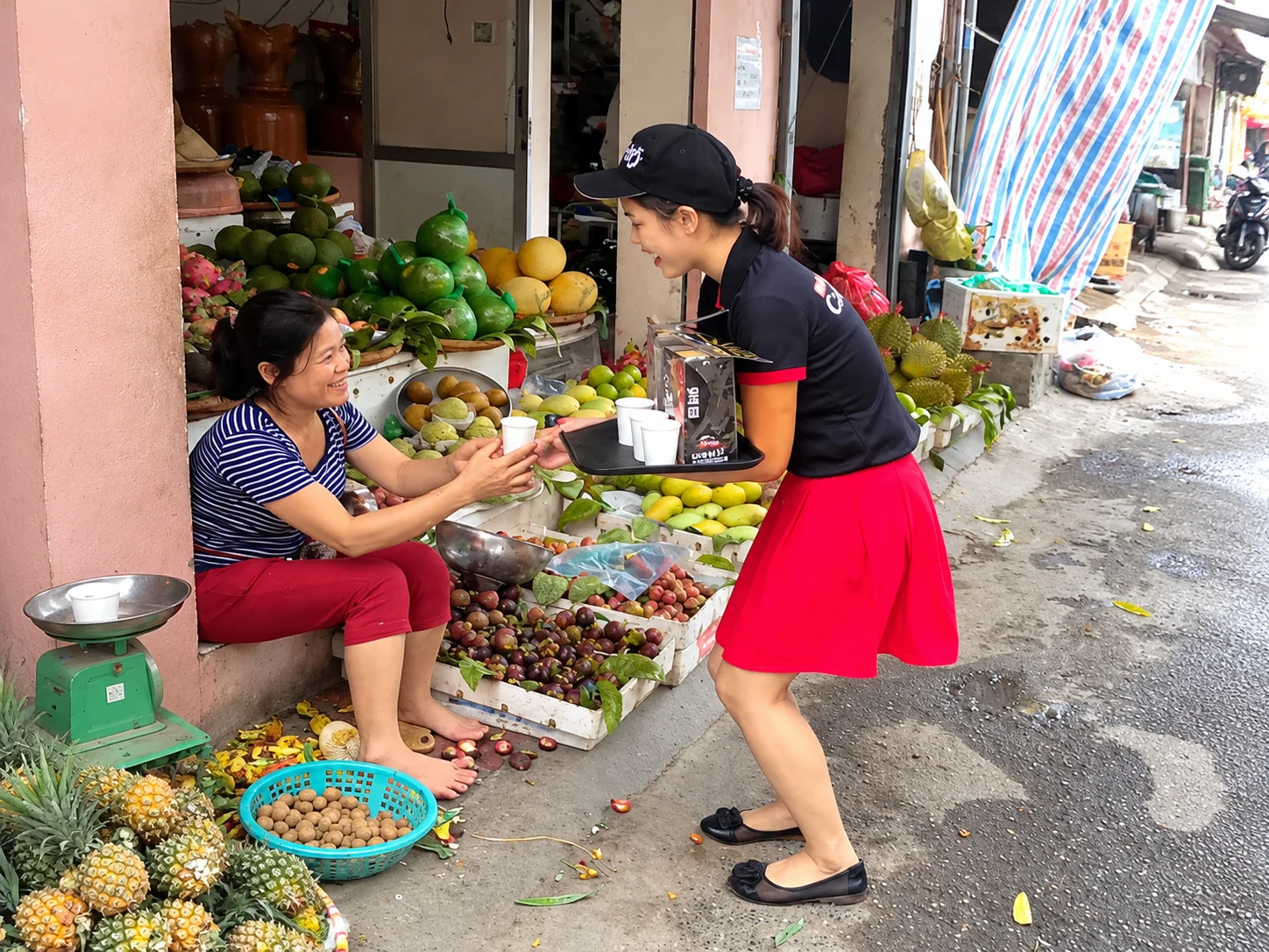 Café PHỐ — Sampling lưu động tại sạp trái cây