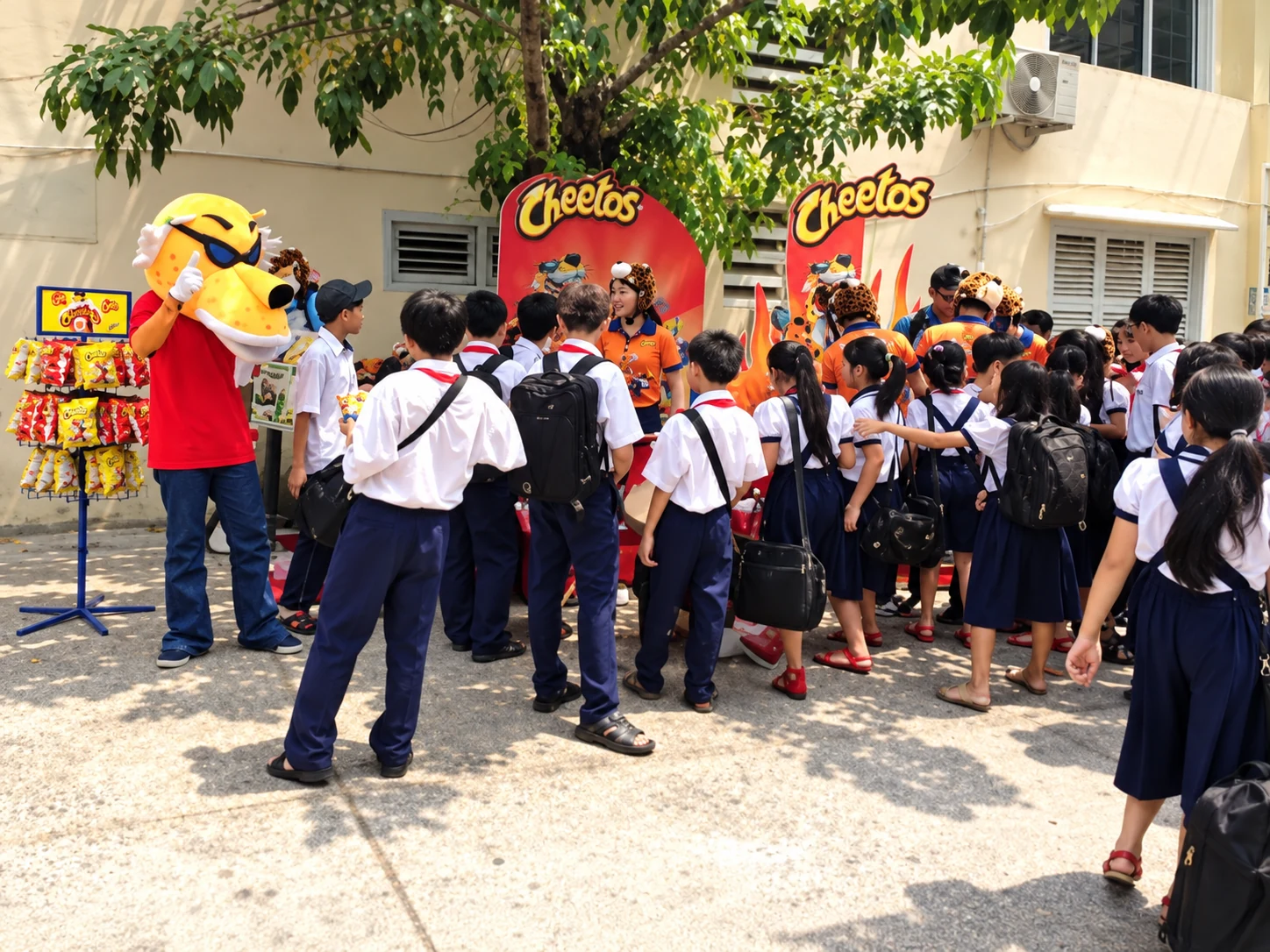 Cheetos — Học sinh tham gia hoạt động Cheetos trong sân trường
