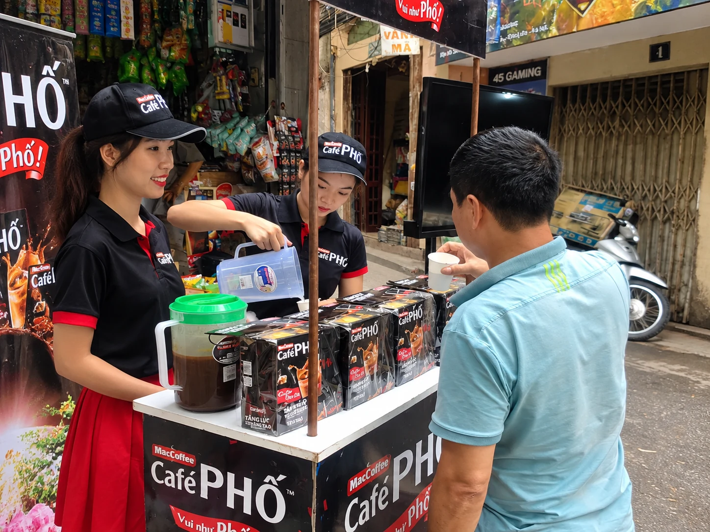 Café PHỐ — Pha chế và mời khách dùng thử tại quầy